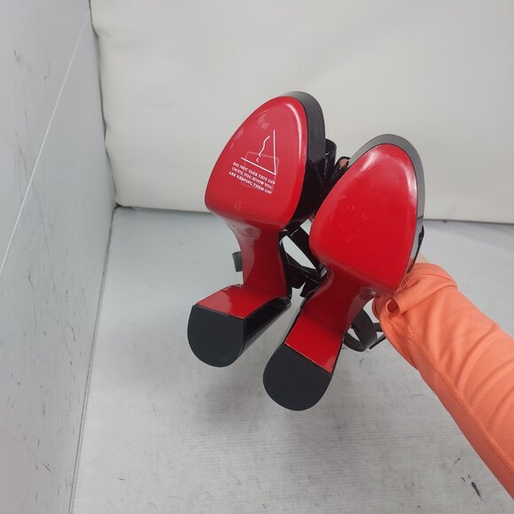 Christian Louboutin Movida Sabina Black Patent Platform Sandal - Picture 2 of 12